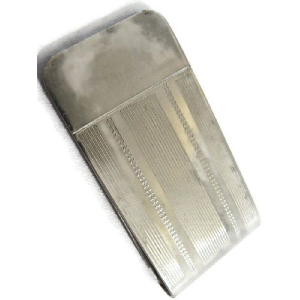 Vintage Silver Tone Money Clip Men Wallet ID Credit Card Holder